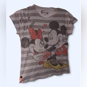 Disney “True Love” Mickey & Minnie Striped Graphic Tee – Size Large